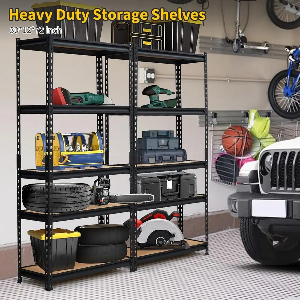 Sturdy 36x18x72 Metal Garage Shelving, Adjustable Height, Rust-Proof Storage Rack for Workshops & Basements, Easy to Assemble