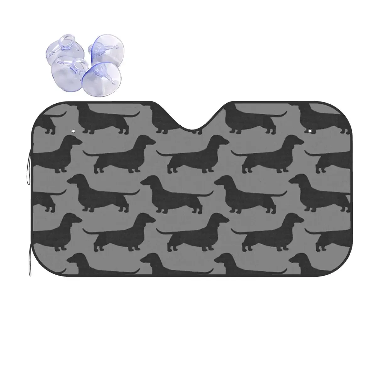 Dachshund Dog Silhouette Sunshade Windscreen Wiener Sausage Doxie Funny Cover Front Block Window Car Sunshade Heat Reflector