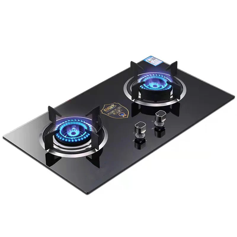 2022 Trending Top  2 Burner Cooker Gas Stove LPG NG Built in Tempered Glass Black Gas Range Cooktops