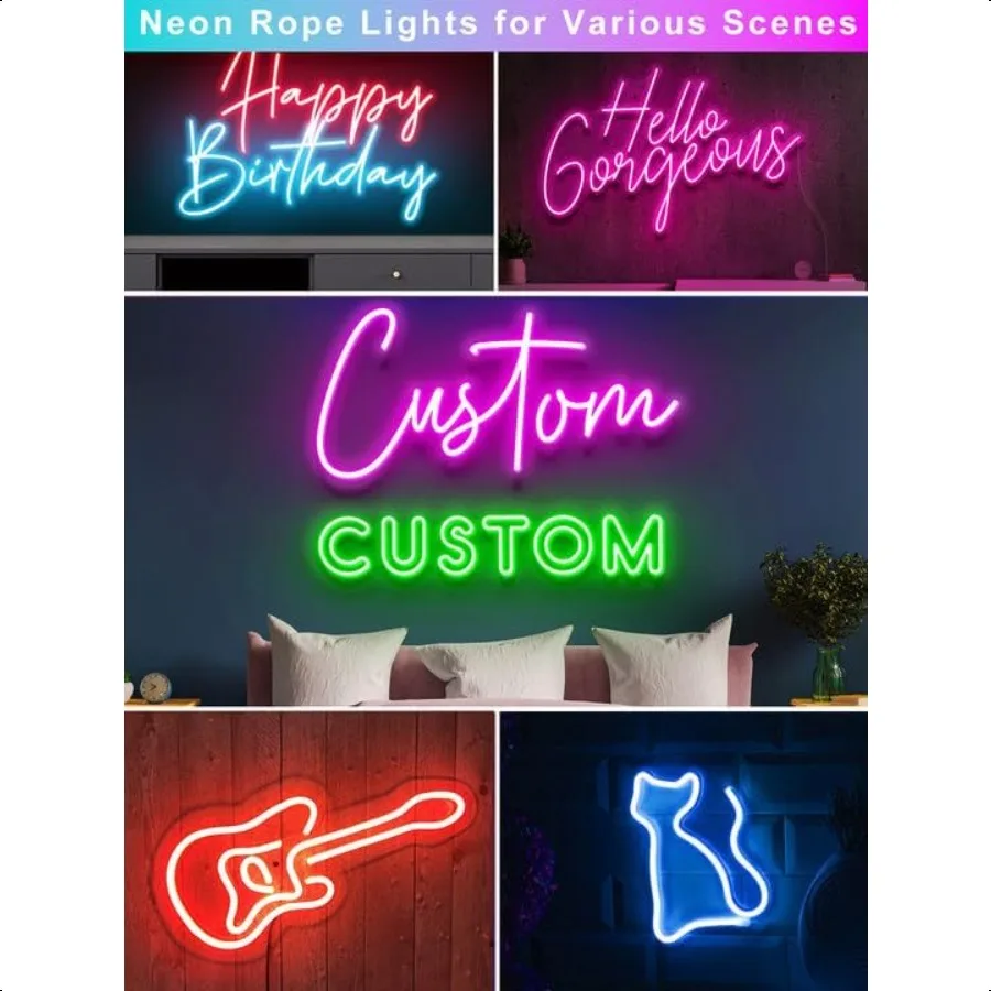 10ft Rgb Led أضواء حبل النيون مع التحكم عن بعد في التطبيق IP65 مقاوم للماء أضواء شريط النيون للخارجية لتقوم بها بنفسك تصميم مرنة Led Rop