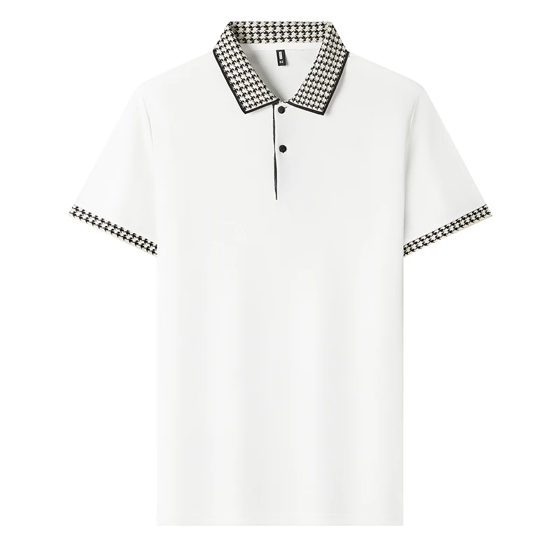 2026 Summer Men's Business Casual Loose Color-Contrasting Collar Polo Shirt Short Sleeve Breathable Top