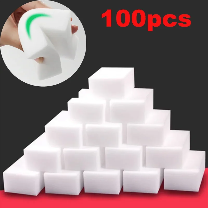 

100pcs Melamine Sponge Eraser Multifunctional Cars Interior Kitchen Bathroom Office Magic Washing Sponges Auto Cleaning Tool