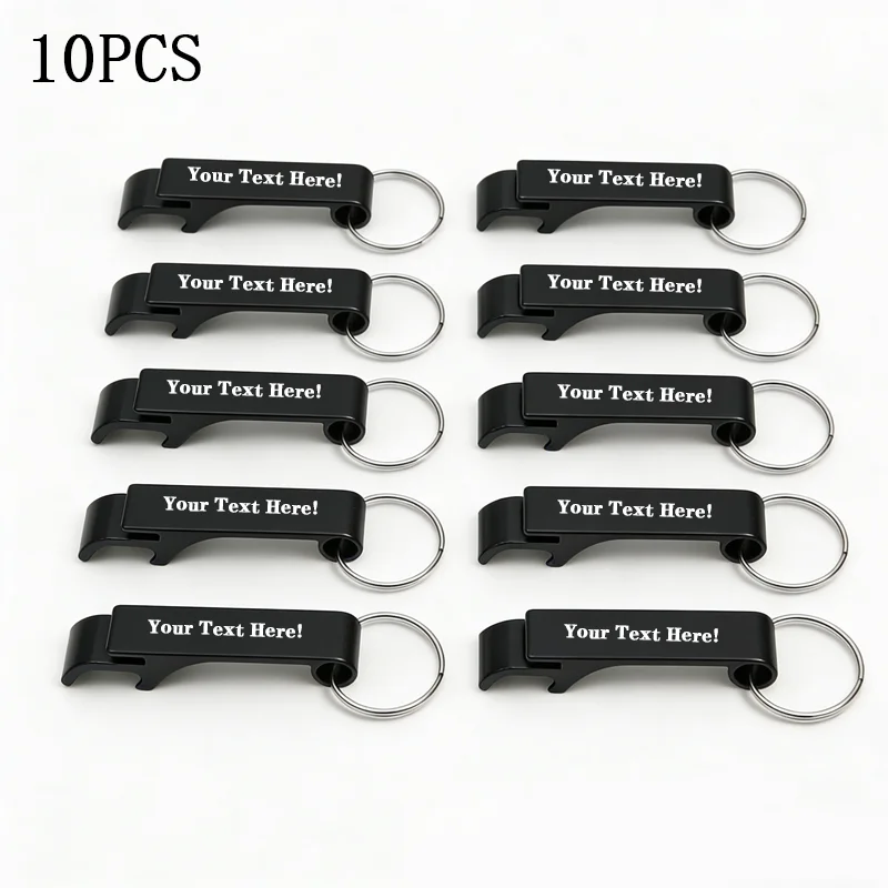 10Pcs Custom Engraved Bottle Opener Keychain Personalized Bulk Business Promotional Gifts Wedding Party Favors Beer Keyring