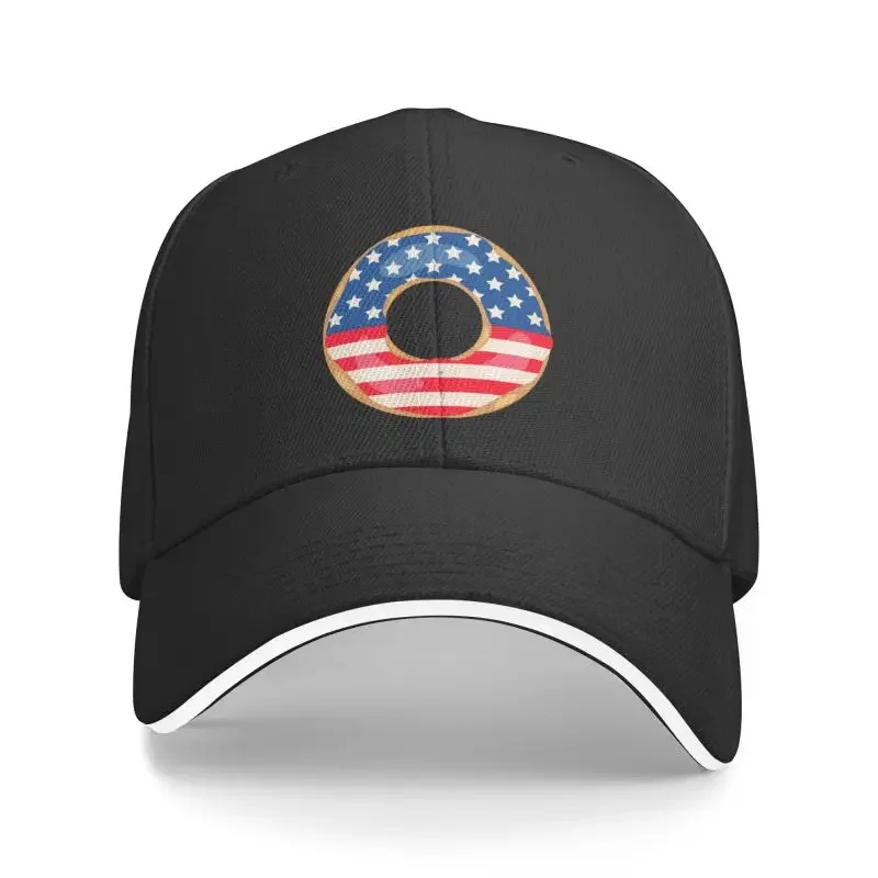 Gorra de béisbol con bandera de EE. UU. Para hombre y mujer, gorro ajustable de Donut patriótico americano, Unisex, protección solar