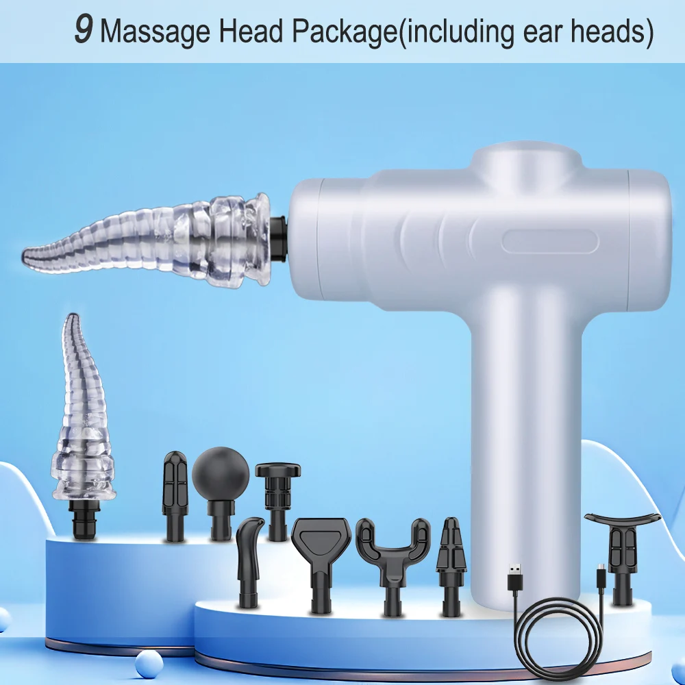 Massage Gun Variable Frequency 5 Levels Fascial gun Dual mode 4x Strike Massager head Massager Body Neck Back Leg Fitness Tool