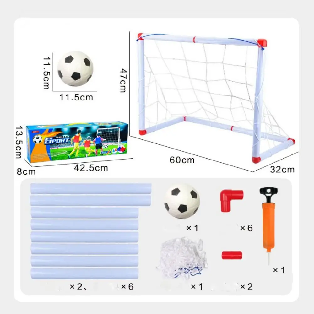 Mini pallone da calcio pieghevole in plastica, set di reti per porta rimovibili ad alta resistenza, 2 dimensioni, giocattoli per interni ed esterni per bambini