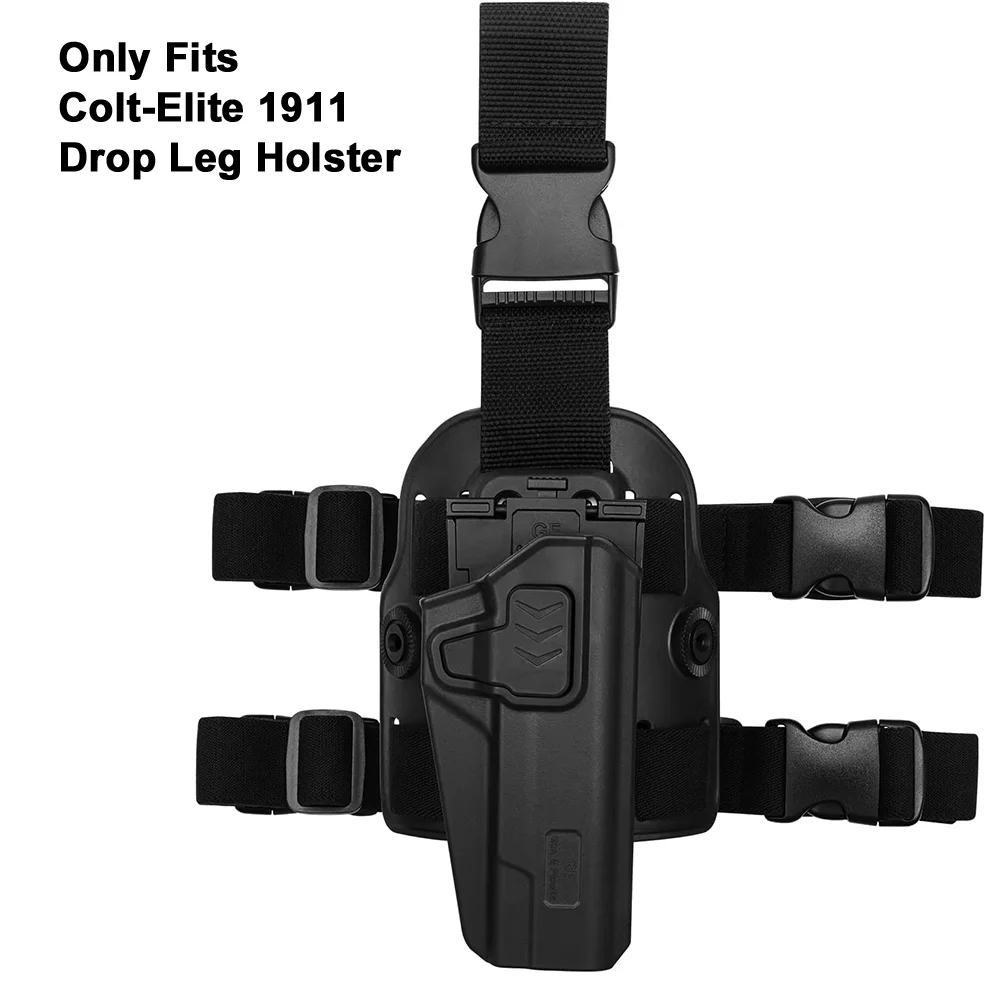 1911 Drop Leg Holster Level II Tactical Thigh Holster Fits Colt-Elite 1911 Force/Kimber 1911/ Springfield 1911 Full Size Right