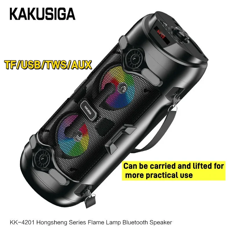 KAKUSIGA Kk-4201Bluetooth Speaker Flame Lamp Wireless Speaker BT5.0 Outdoor Party Portable Speaker AUX/TWS Stereo Audio Speaker