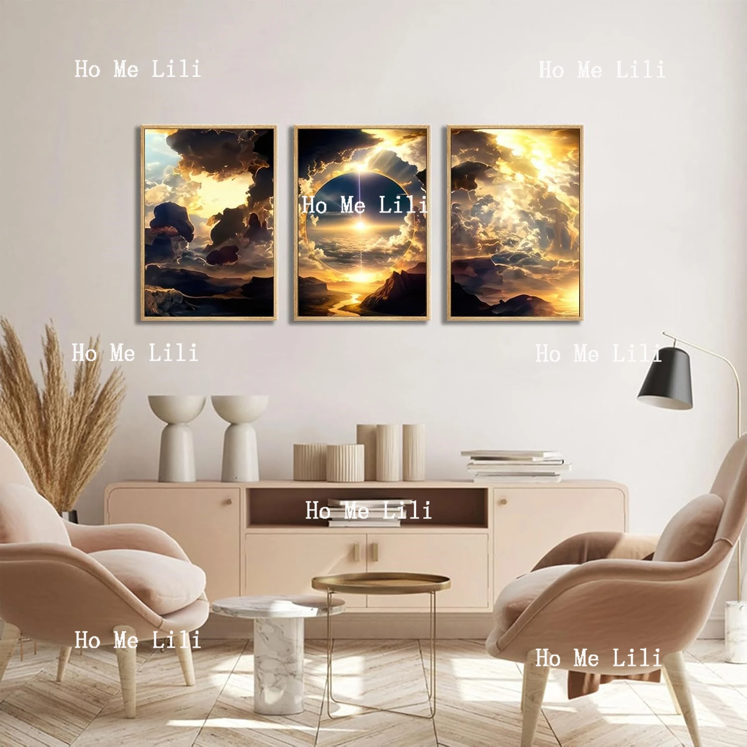 3pcs Natural Landscape Wall Art Modern Wall Decor Pictures Sunset Sky Clouds Mountains And Rivers Posters