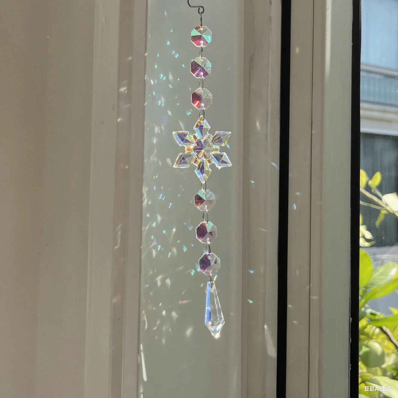 كريستال Suncatcher شجرة عيد الميلاد الحلي ، ندفة الثلج كريستال حلي معلقة لشجرة ديكور حفلات نافذة حديقة ديكور