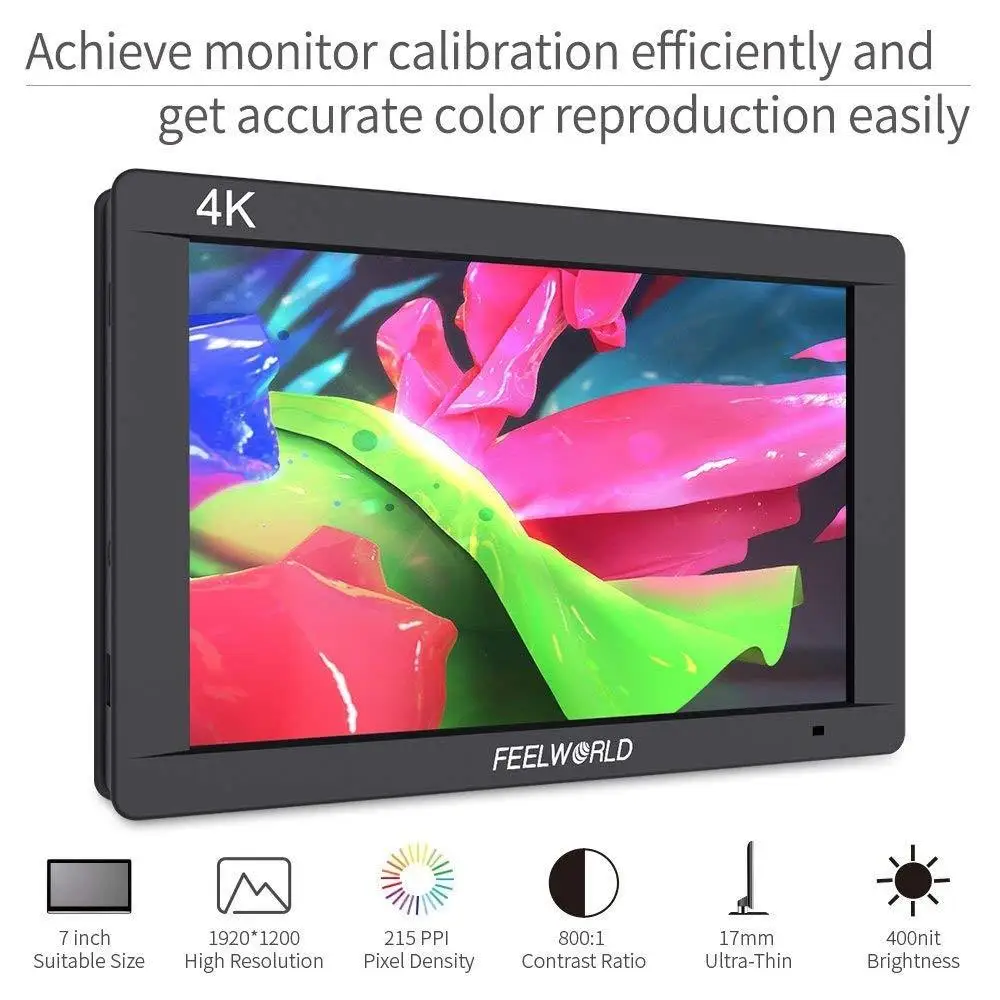 FEELWORLD FW703 7inch IPS Full HD 3G SDI 4K HDMI On Camera DSLR Field Monitor 1920x1200 with Histogram for Stabilizer Gimbal