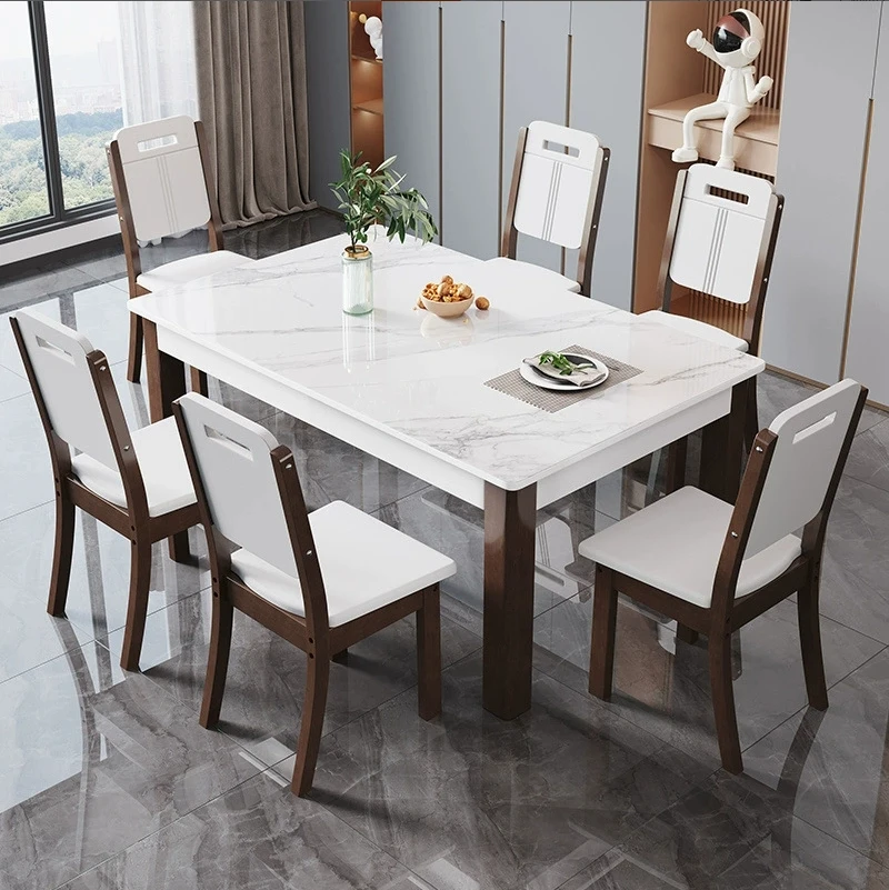 ^& Modern Dining Room Furniture: 8-Seater Table Set with Mid-Century Chairs, Stylish Furniture, Complete Family Dining Set