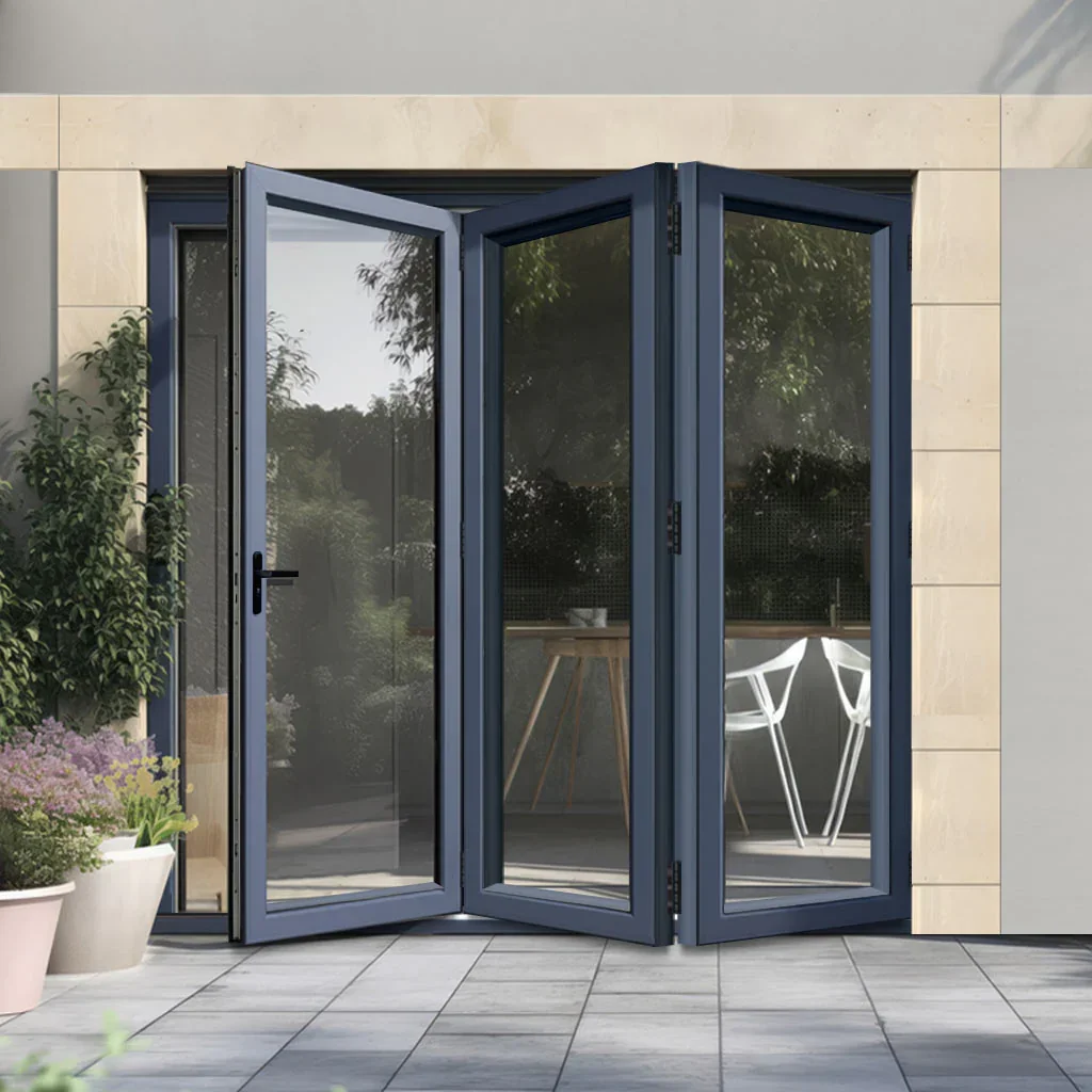 Outdoor Balcony Patio Manual Folding Door Windproof and Rainproof Stacking Doors Integrated Molding Accordion Folding Doors