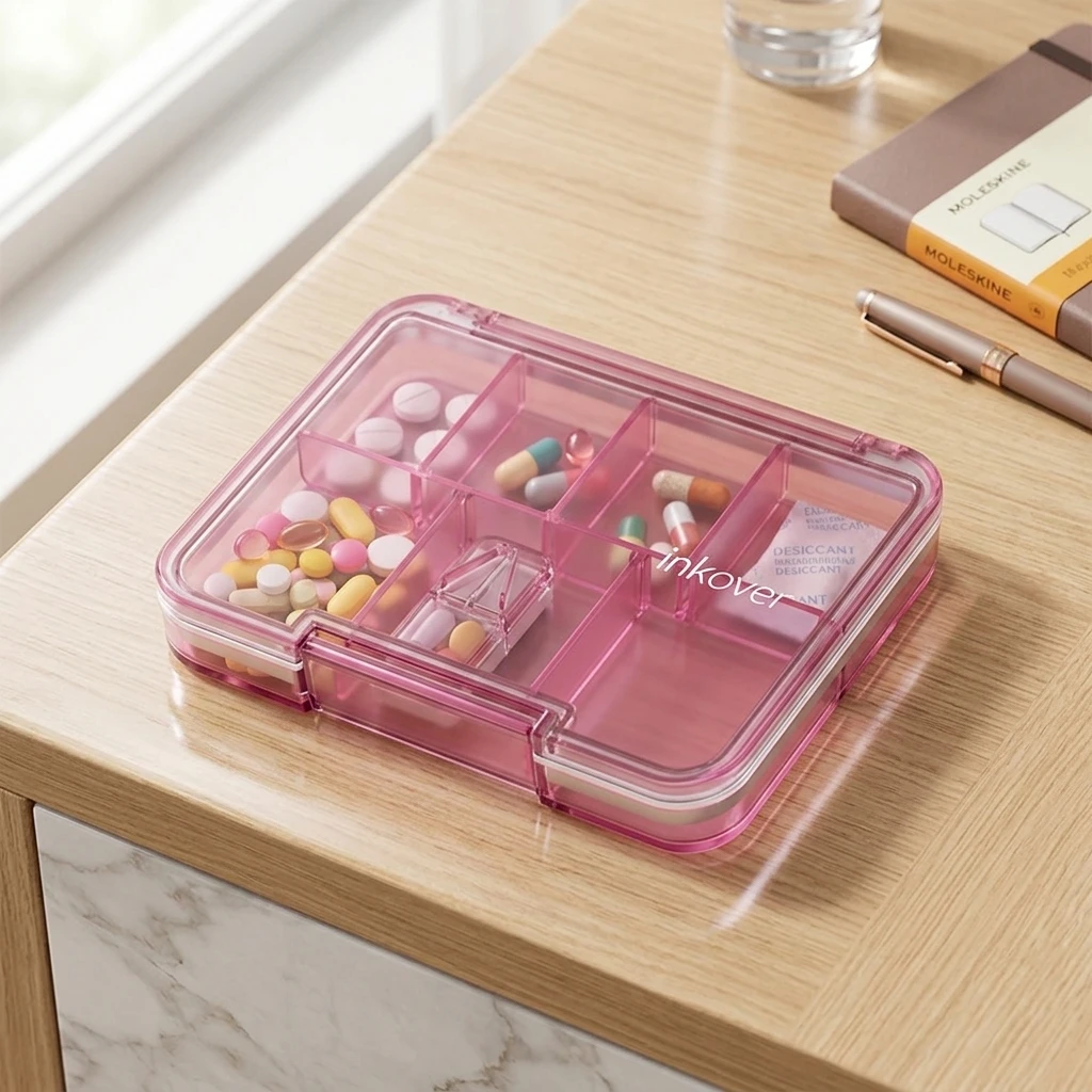 

10*7cm Portable Pill Organizer Large Capacity Medication pill case Box With Dividers Daily Reminder For Travel And Personal Use
