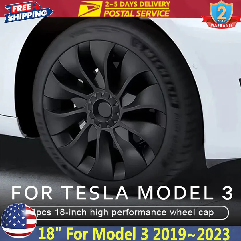 

4PCS HubCap Performance Wheel Cap Automobile Full Rim Cover For Tesla Model 3 2018~2023 18" Storm Style Wheel Cover Accessories