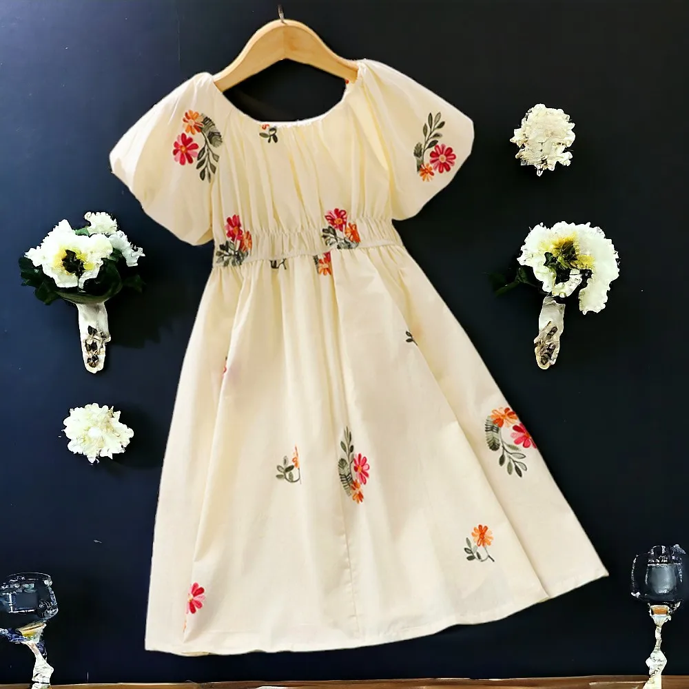 Summer Kids Outfits Girls Flower Dresses Kids Clothes Short Sleeve Dress Kids Princess Wedding Costumes 6 8 9 10 11 12 13 Years