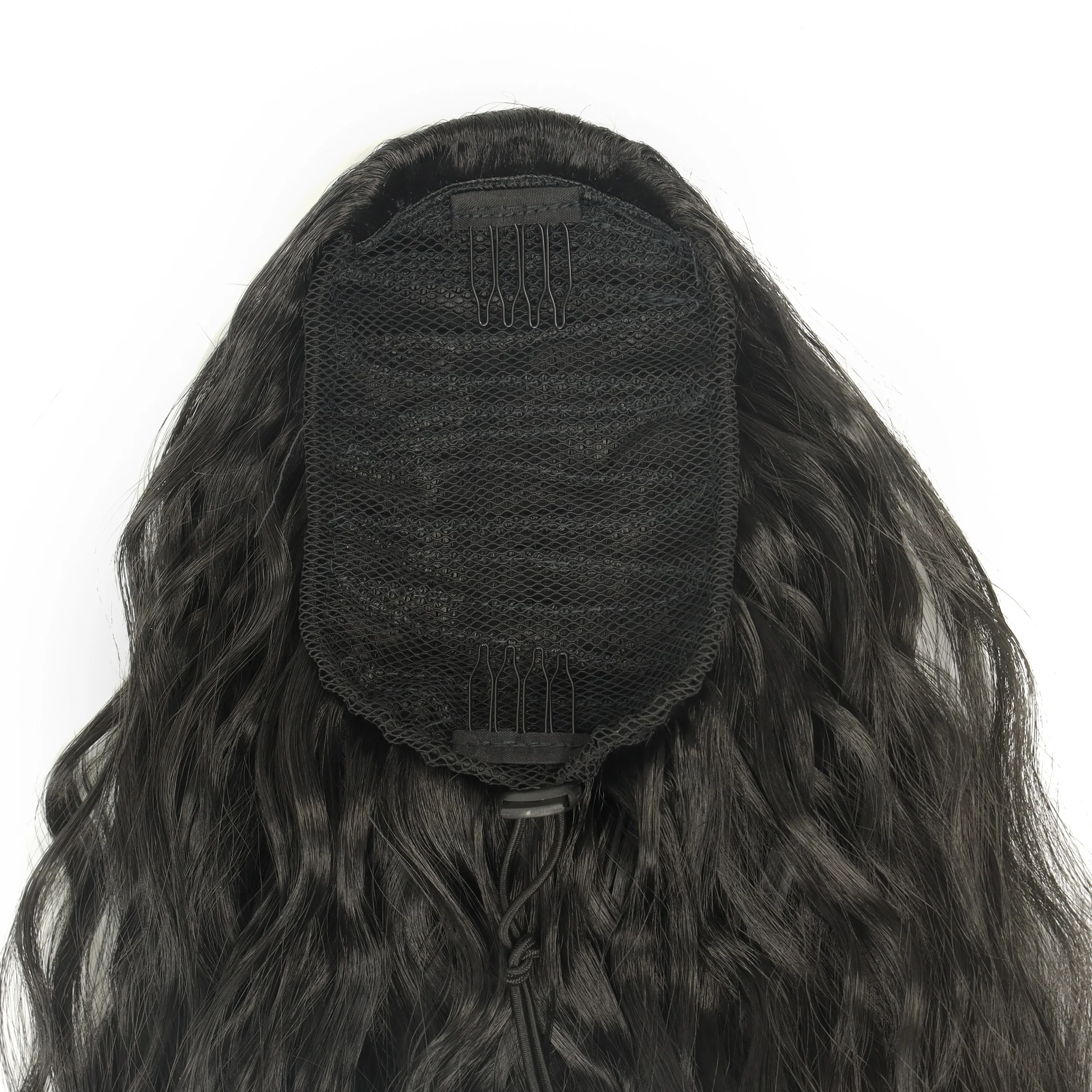 24 Zoll verworrener lockiger Pferdeschwanz, weiche synthetische Haarverlängerung, Kordelzug, Pferdeschwanz-Haarteile, schwarzer Clip-in-Pferdeschwanz für Frauen – Detail 30