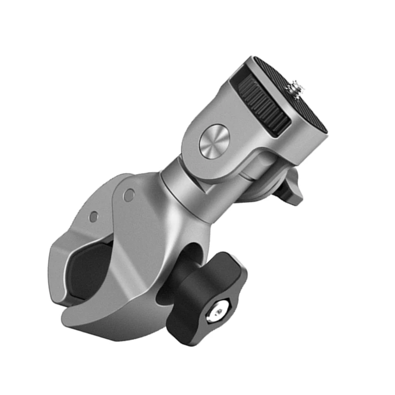 Aluminum Action Camera Handlebar Mount, 360 Rotation and Lock Any Direction, Shock-Resistant,1/4 Mount Screw Clip