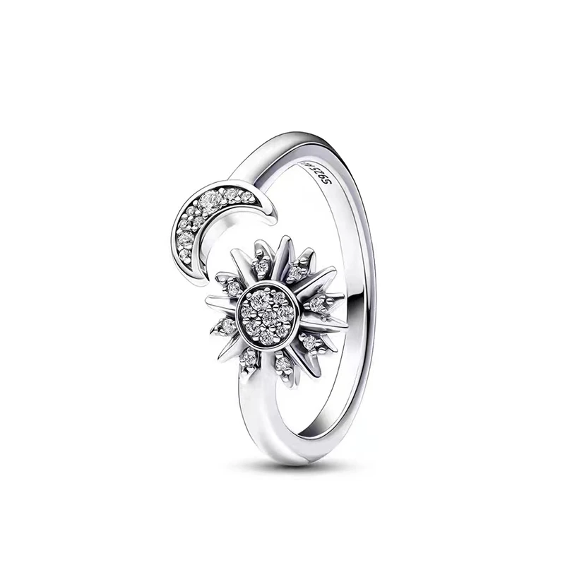 Bague Soleil et Lune Céleste en Argent 2023 pour Femme, Ensemble de Bagues, DIY, Original, Cadeau, Joaillerie Fine, Offre Spéciale, Nouveau, 925, S925