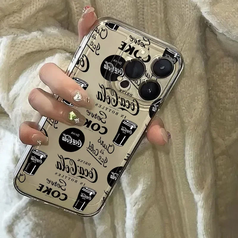 New Creativity Cola For iPhone15 14 13 12 11Pro lax XR XS Max78 Plus 12 Mini 13MiniY2K Cola Culture Anti fall soft phone case