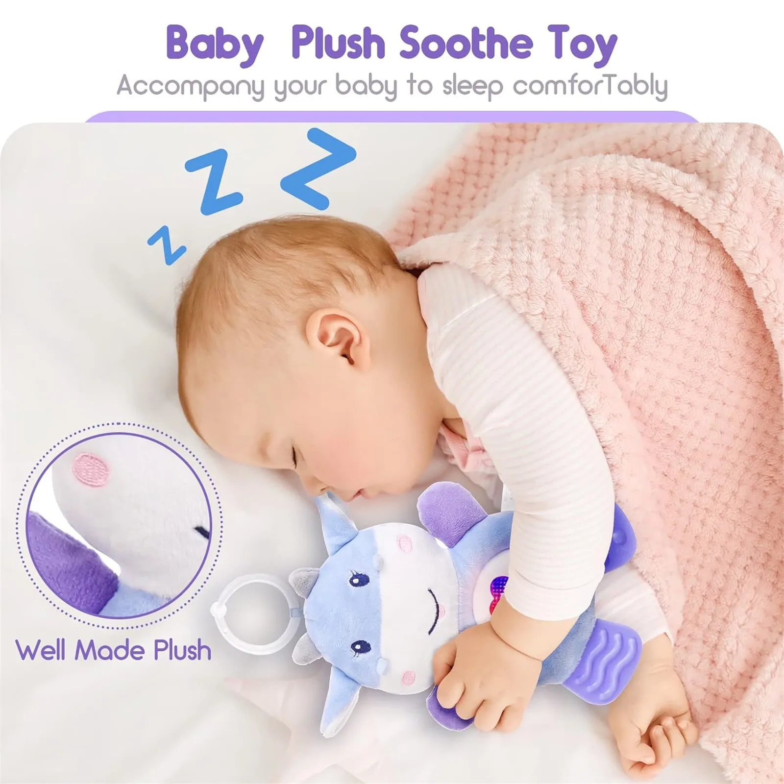 

Sound Light Soothing Doll Calf plush Doll Prenatal Education Parent-child Early Education Music Baby Sleeping Puzzle Infant Toy