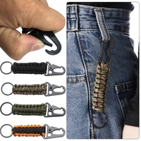 Outdoor Paracord Keychain with Carabiner Military Braided Lanyard Hook Clip for Keys Camping Hiking Backpack Knife Flashlight