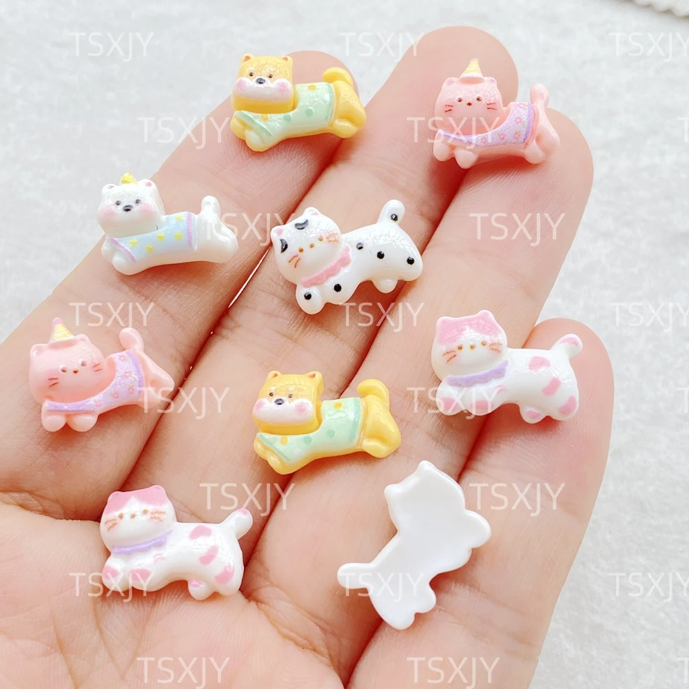 20 قطع مختلطة مسمار الفن الراتنج القط الصغير، الكلب مصمم سحر الراين DIY الحرفية لزينة الأظافر #4