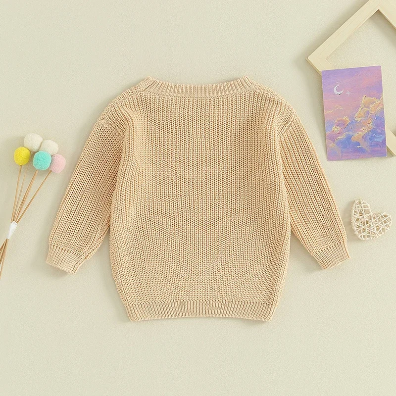 سترات للفتيات الصغيرات من عمر 0 إلى 18 شهرًا بأكمام طويلة ومطرزة بحروف وسترات متماسكة للفتيات الصغيرات #3