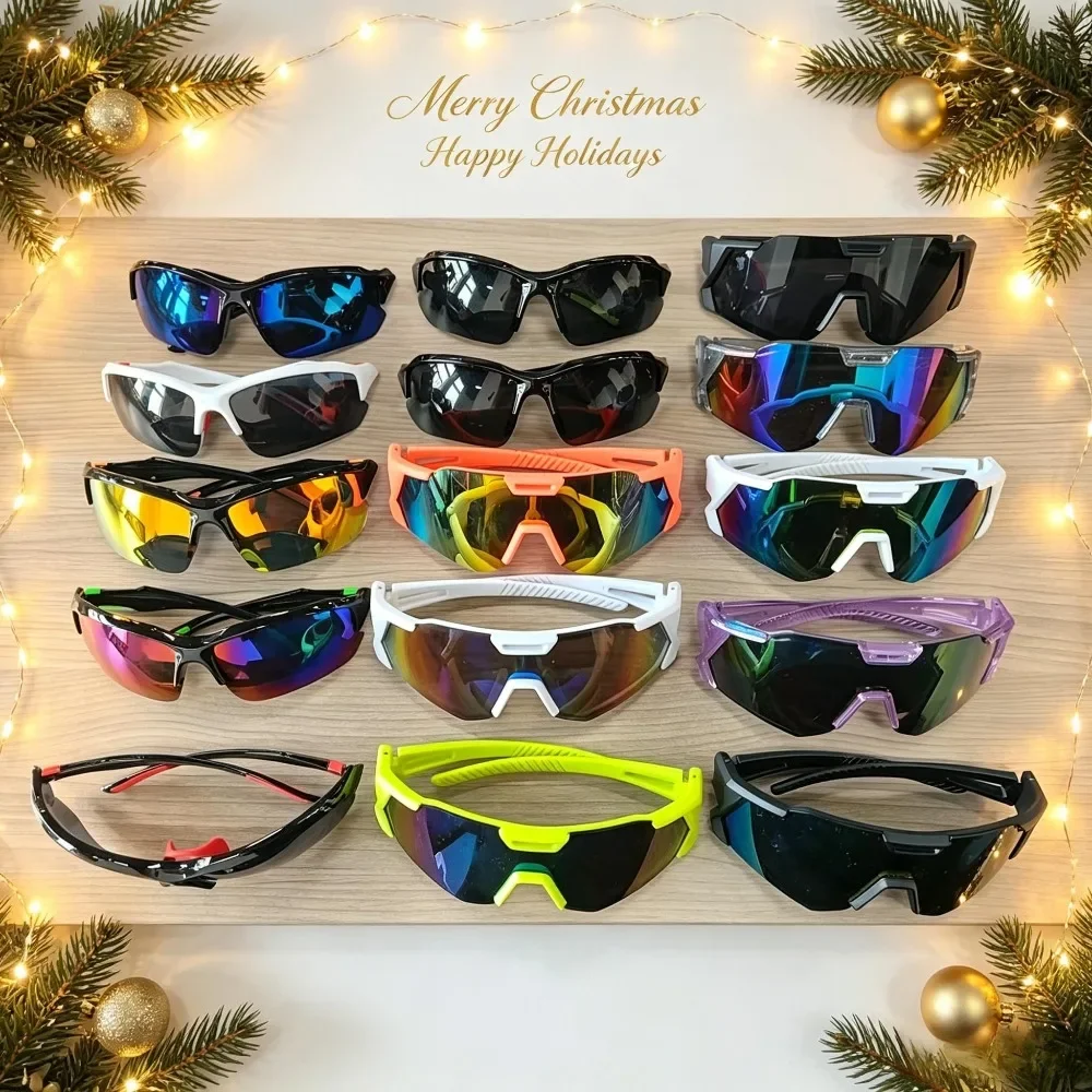 15PCS Outdoor Sports Polarized Sunglasses, Windproof Half-Frame Bicycle and Fishing Glasses, Motorcycle Running and Golf lightweight Wrap Sunglasses in a Variety of Colors, Random Colors Christmas Halloween Gift Recommendation