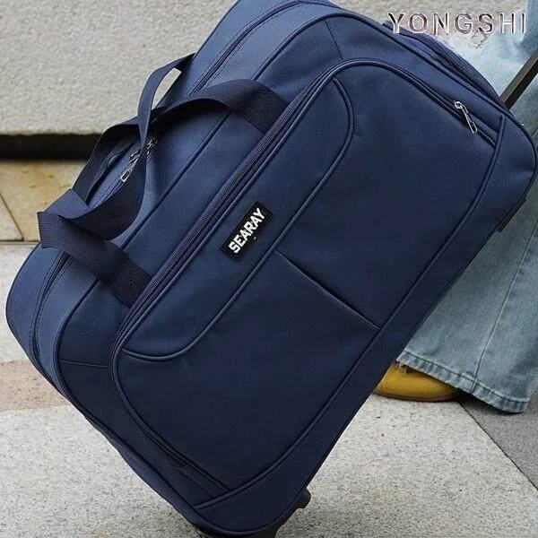 

Large Capacity Travel Bag Women's Handbag with Pull Rod Check-In Baggage Outdoor Function Style Vertical Square Shape