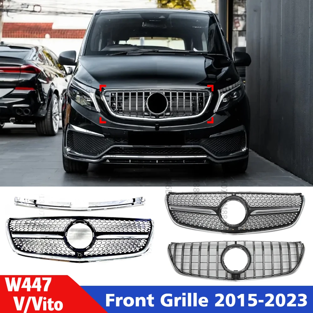 

Suitable for Mercedes Benz Vito V W447 2015-2023,diamond style front grille bumper,intake grille similar to V250 V300 V260