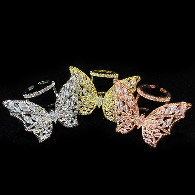 

Moissanite !tyleMDL Temperament Light Luxury Full Of Diamonds Super Flash Fairy Butterfly Ring Personalized Three-dimensional