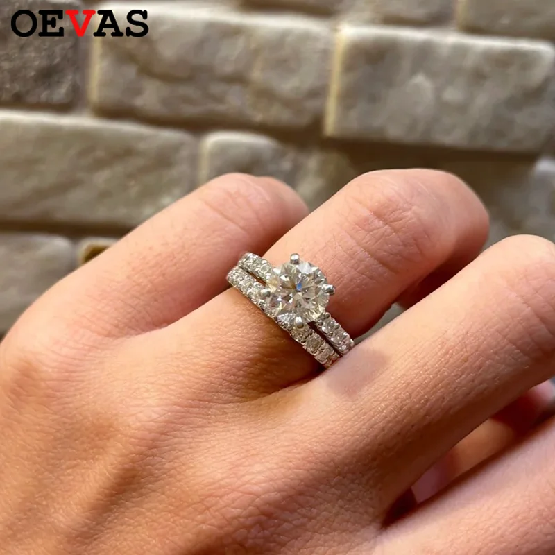 

OEVAS 100% 925 Sterling Silver 4.2cttw D Color Moissanite Rings For Women Diamond Engagement Wedding Band Fine Jewelry Gifts