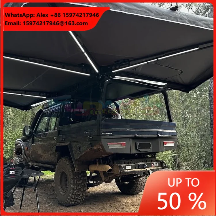 270 Degree Sunshade Camping Retractable Aluminum Hard Shell Awning Tent Outdoor 4x4 Waterproof Aluminium 270 Awning Tent For Car