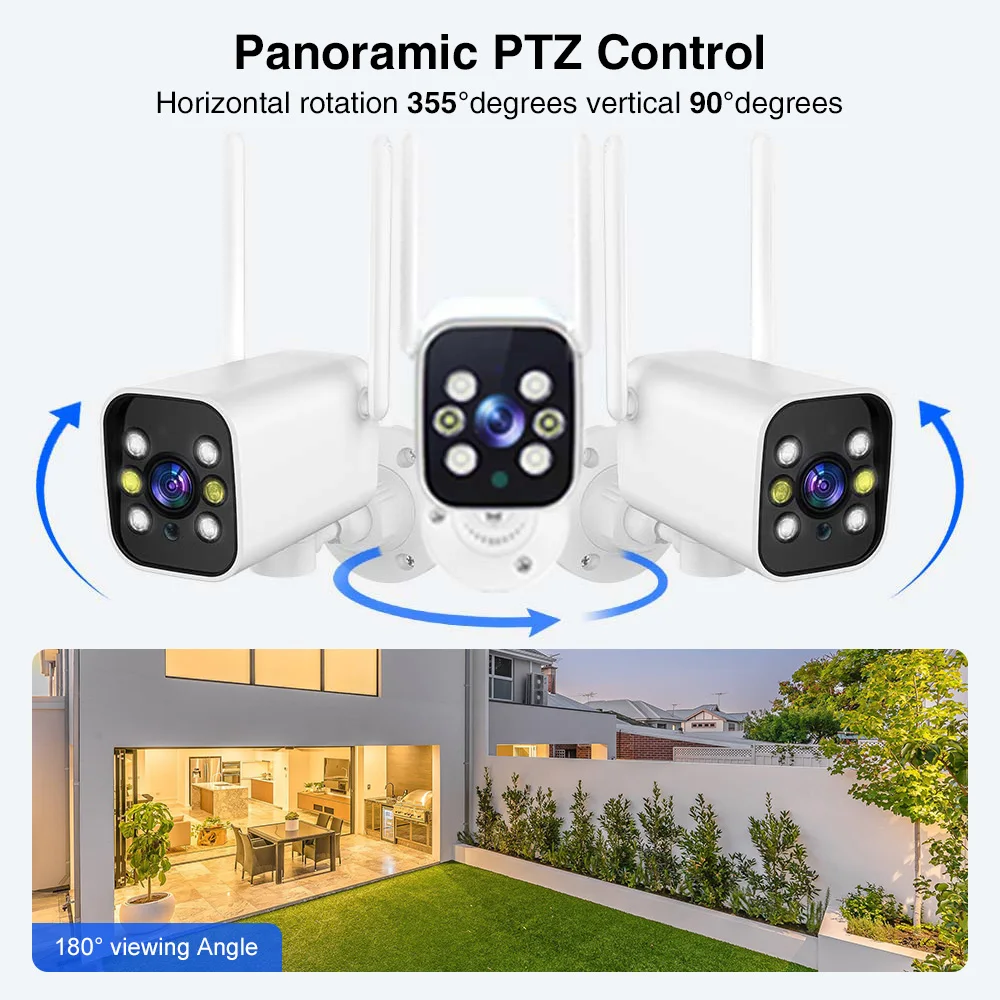 WiFi Outdoor PTZ Camera Bullet 2MP Surveillance IP Camera Automatic Tracking Waterproof Home Security 4K HD Wifi Camera
