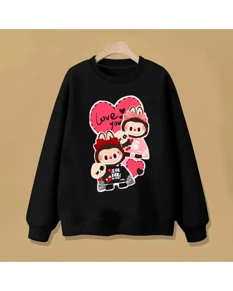 Labubu Cartoon Peripheral Print Hooded Sweater Couple Men and Women Autumn/Winter Coat Hoodie Sweatshirt Anime Hoodie Cute Tide