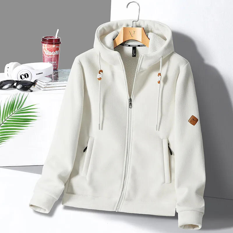 Drawstring Hoodies Autumn WinterSolid Color Zipper Pockets Long Sleeve Cardigan Coats Jackets Men\'s Clothing Hooded Korean Tops