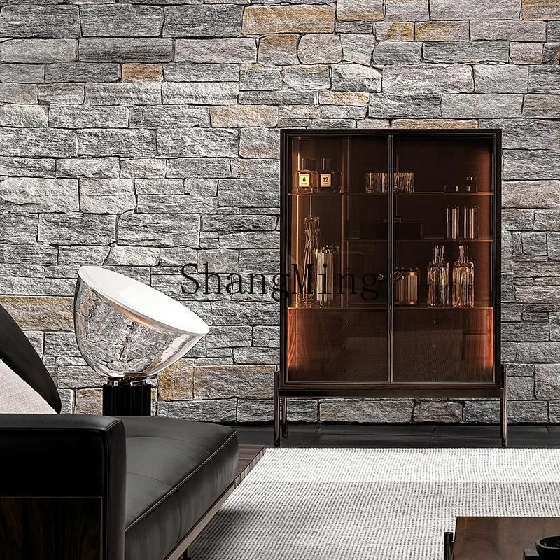 SM wood display cabinet glass door against the wall vertical household light luxury high-end modern wine cabinet