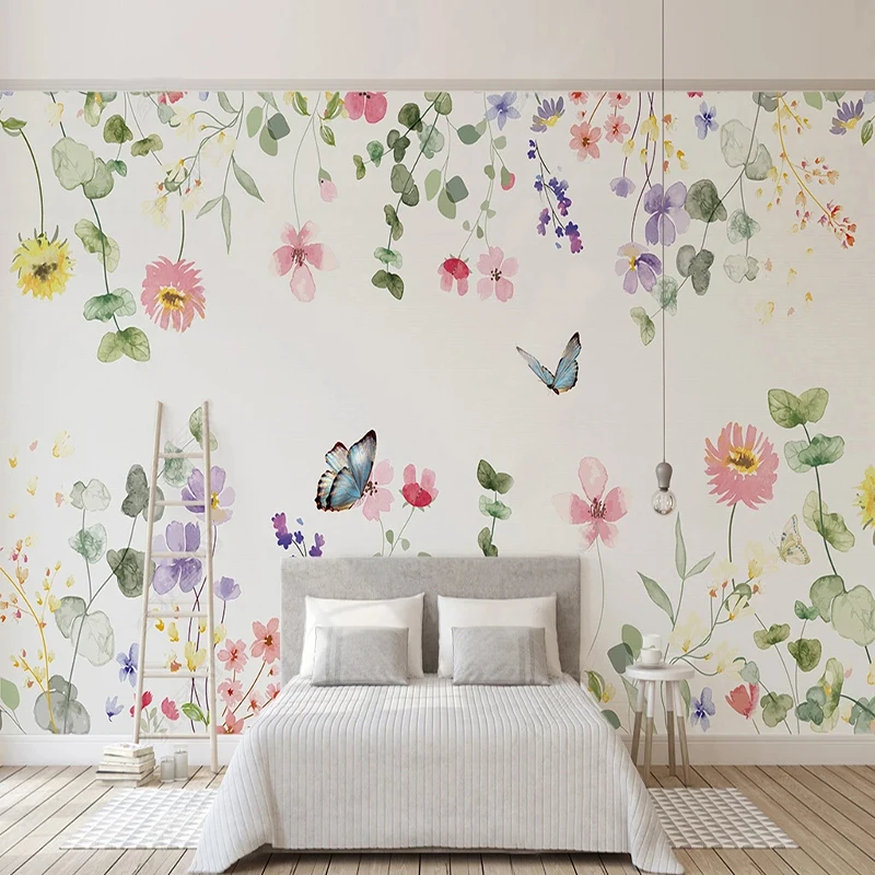 Custom 3D Photo Wallpaper Nordic Modern Simple Fresh Pink Flowers Mural Living Room Bedroom Kids Room Wall Papers Home Decor