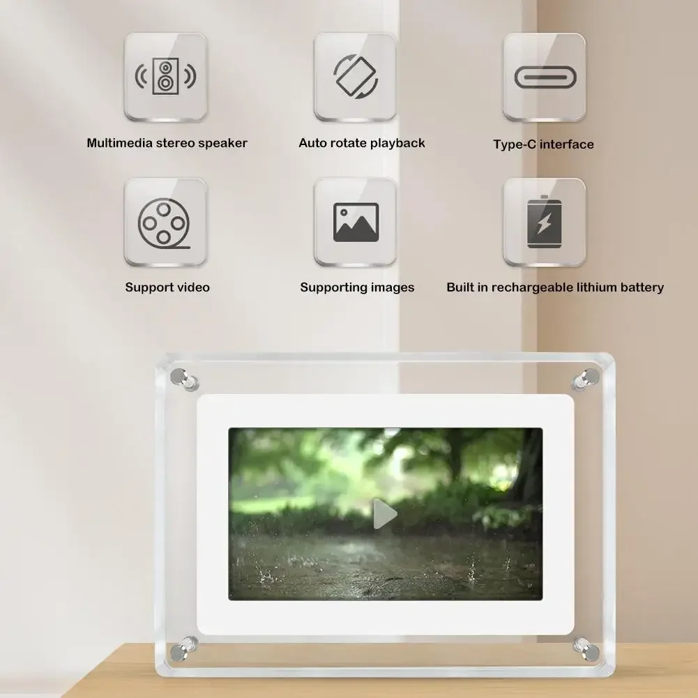 7 Inch Acrylic Digital Photo Frame Video Screen Electronic Display