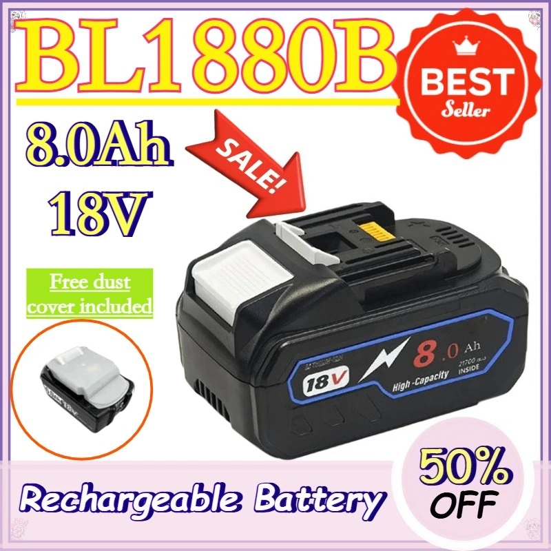 BL1880B 8.0Ah For MKT 18V Battery Power Tools Li-ion Replacement BL1880 BL1860B BL1850B BL1840 BL1830