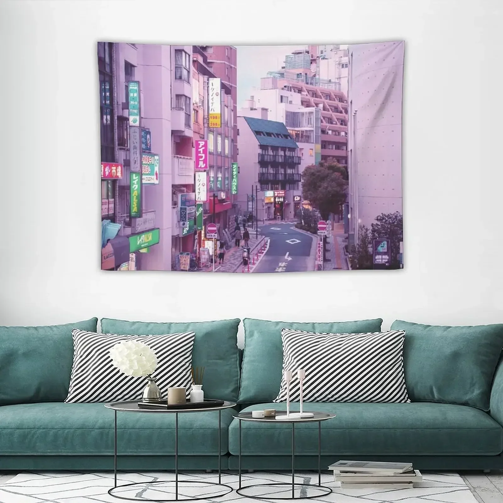 Pink City Pop Estetica Tokyo Giappone Poster Vaporwave lofi moody vibe Arazzo Forniture per la casa Dipinti decorativi Arazzo