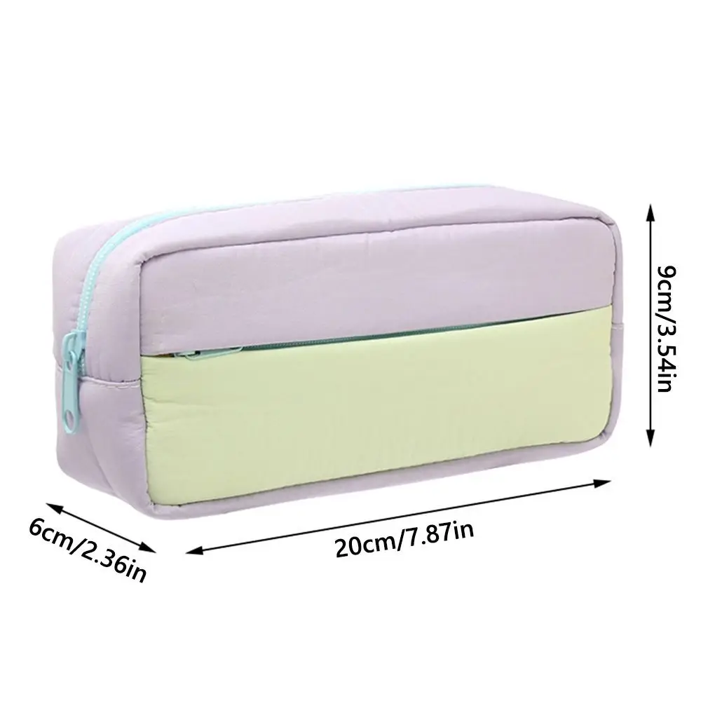 Durable Contrasting Colors Pen Bag Large Capacity Multifunctional Pencil Case Handheld Stationery Storing Bag Students