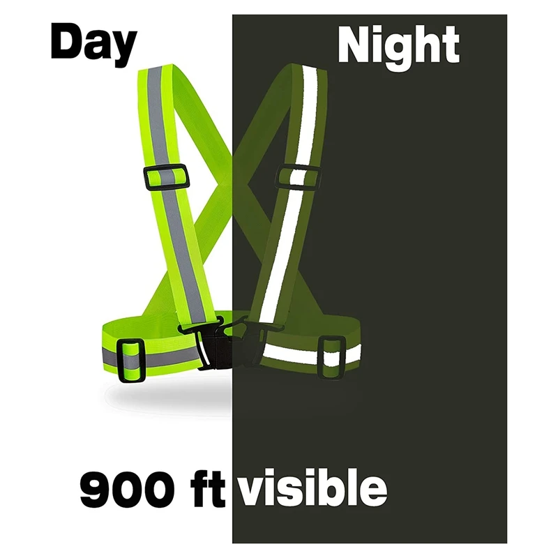 2PCS High Visibility Adjustable Bright Neon Safety Vests High Visibility Reflective Seat Belt Gears ,Fluorescent Green