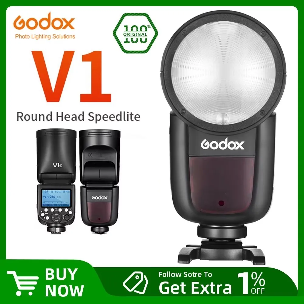 Godox V1 Speedlight V1C V1N V1S V1F V1O V1P TTL HSS 1/8000s بطارية ليثيوم أيون Speedlite فلاش لكانون نيكون سوني فوجي بنتاكس