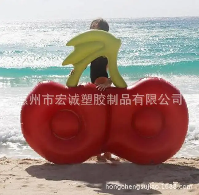 Inflatable 180CM cherry floating row floating bed fruit rainbow inflatable water lounge chair