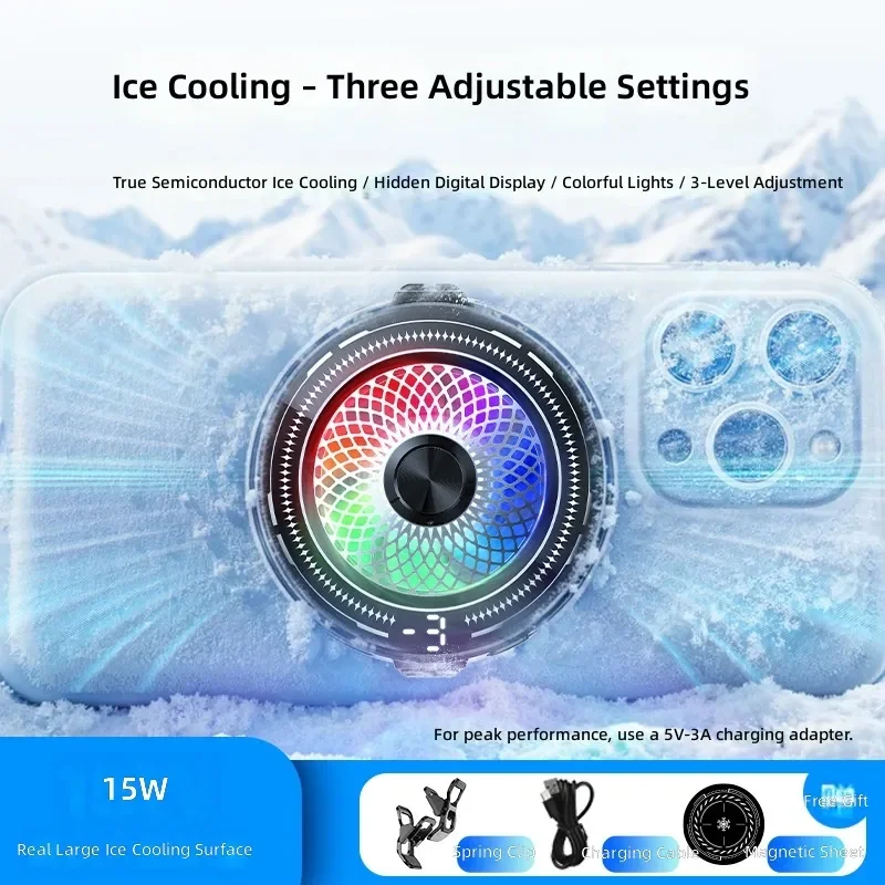 for CT20 Mobile Phone Radiator Semiconductor Refrigeration Icing Three Speed Adjustment Magnetic Back Clip Game LIVE Model