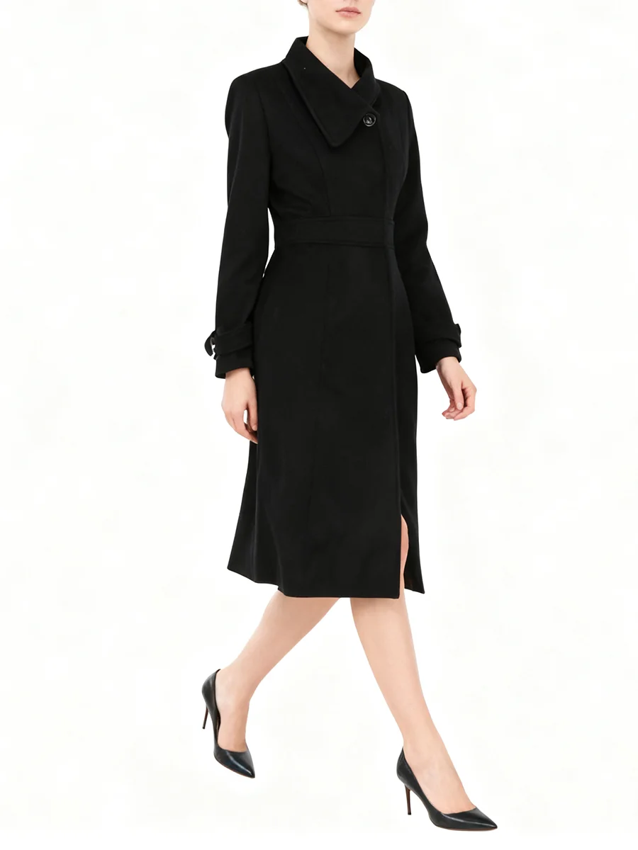 TWOTWINSTYLE Slimming Spliced Buttons Minimalist Coats for Women Lapel Long Sleeves High Waist Casual Coat Female Clothing New