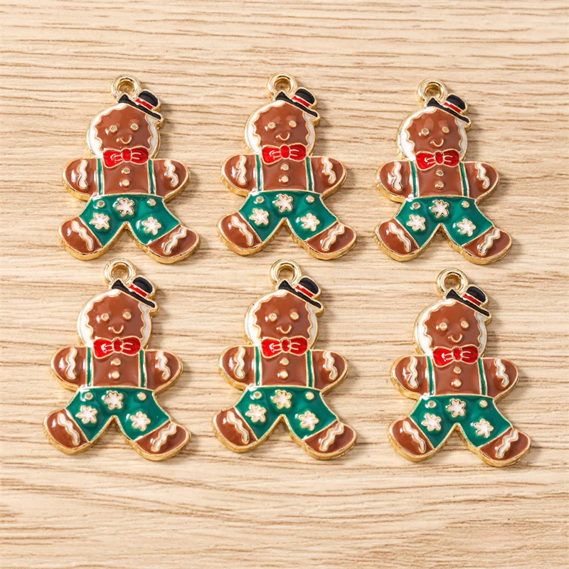 10 Stück gemischte, niedliche Emaille-Anhänger in Form von Weihnachtsbäumen, Schneeflocken und Weihnachtsmann für die Schmuckherstellung, Halsketten, Ohrringe, DIY-Bastelarbeiten und als Geschenk. – Detail 15