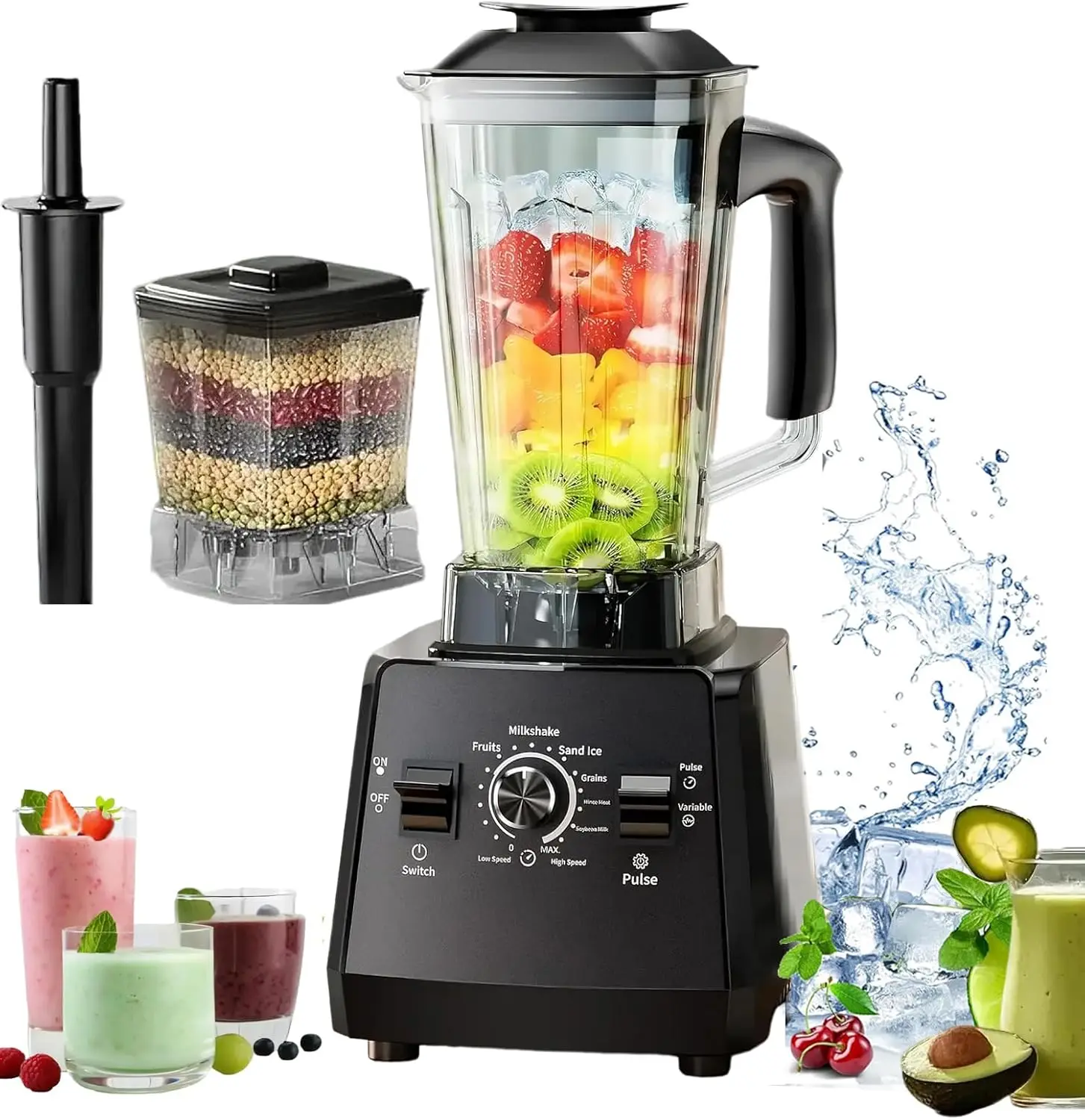 

Professional Blender,Smoothies Blenders,65oz BPA-Free Jar, 8 Stainless Steel Blades, 3D Vortex Ice Crusher, Variable Speed – Ide